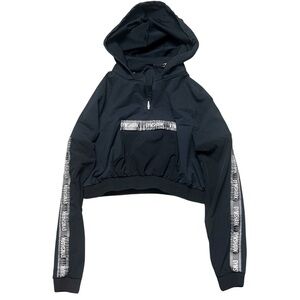 Gymshark Block Cropped Quarter Zip Hoodie Activewear Pocket Front Logo Size M